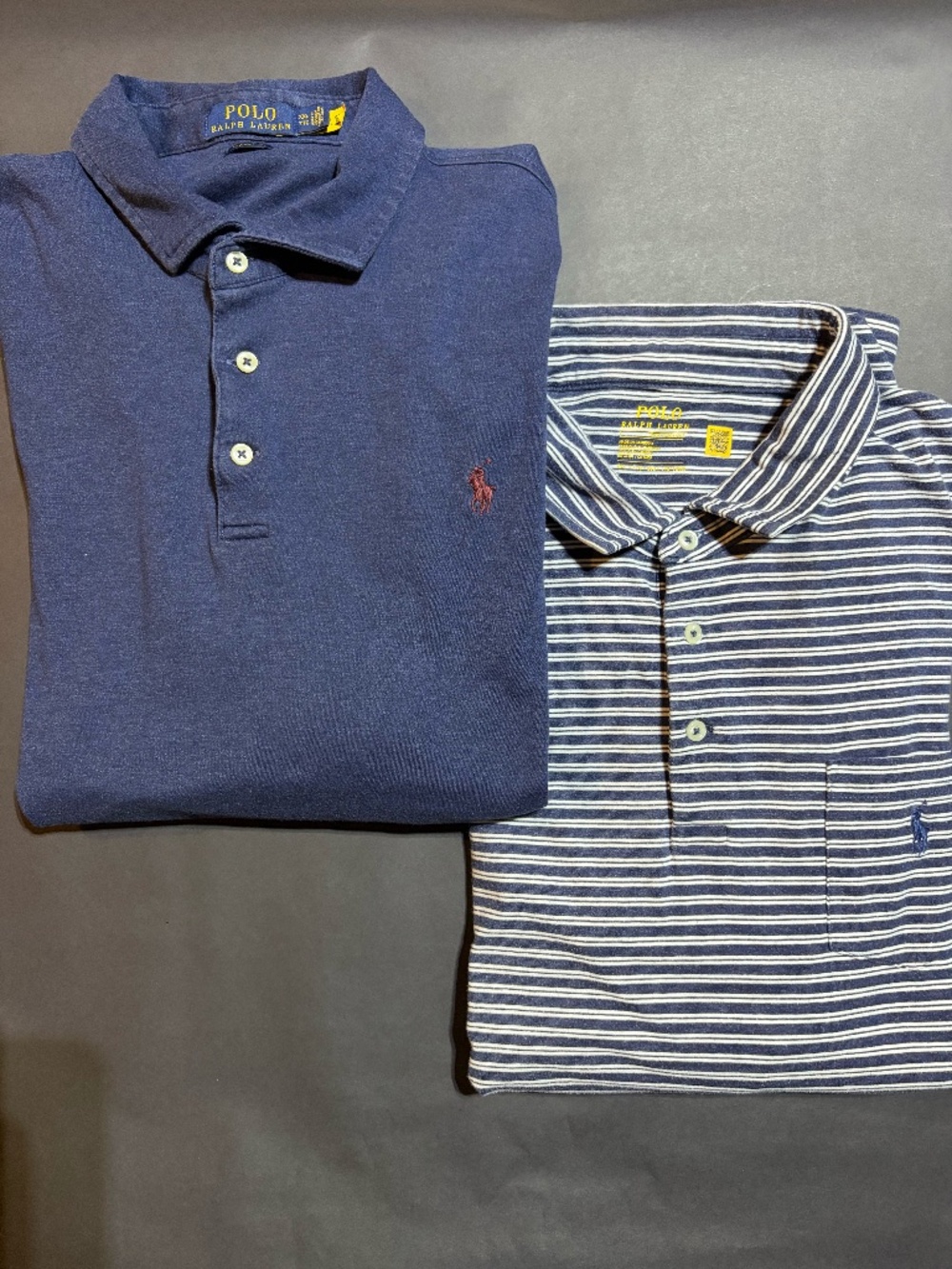 TWO Men's Polo Ralph Lauren Classic Fit cotton polos (Size XXL) - navy & white